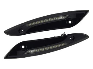 Black motorcycle LED turn signal lights for Revelry Motorcycles, Australian made.
