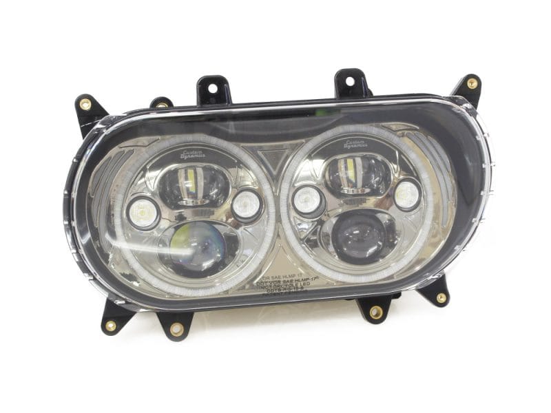 Dual LED HeadLight Kit with Integrated DRL Halos with Amber Turn Signals. Fits Road Glide 2015-2023 High-performance motorcycle LED headlight with dual projectors for Revelry bikes in Australia.
