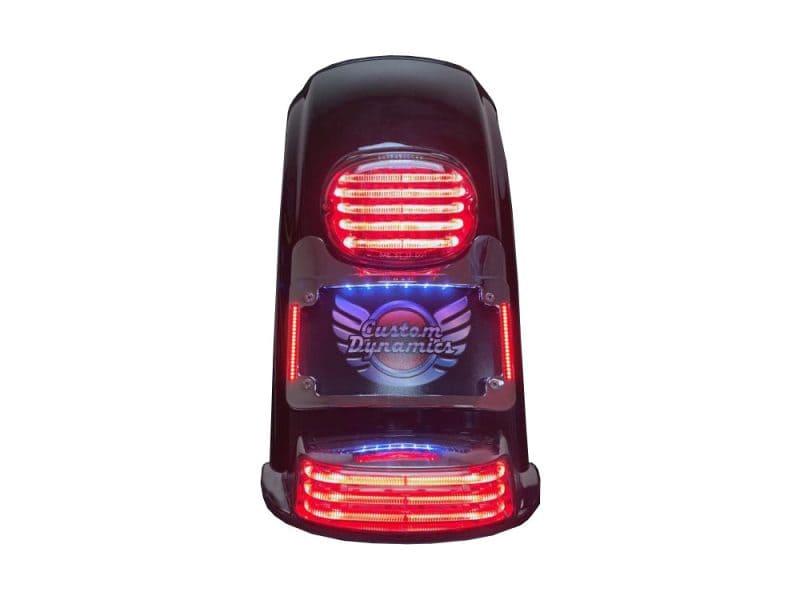 High-quality motorcycle tail light with LED indicators for custom motorcycle builds.