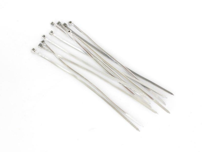 Chrome Zip Ties - 6in. Long. Pack of 10. Precision motorcycle cable ties for Revelry Motorcycles.