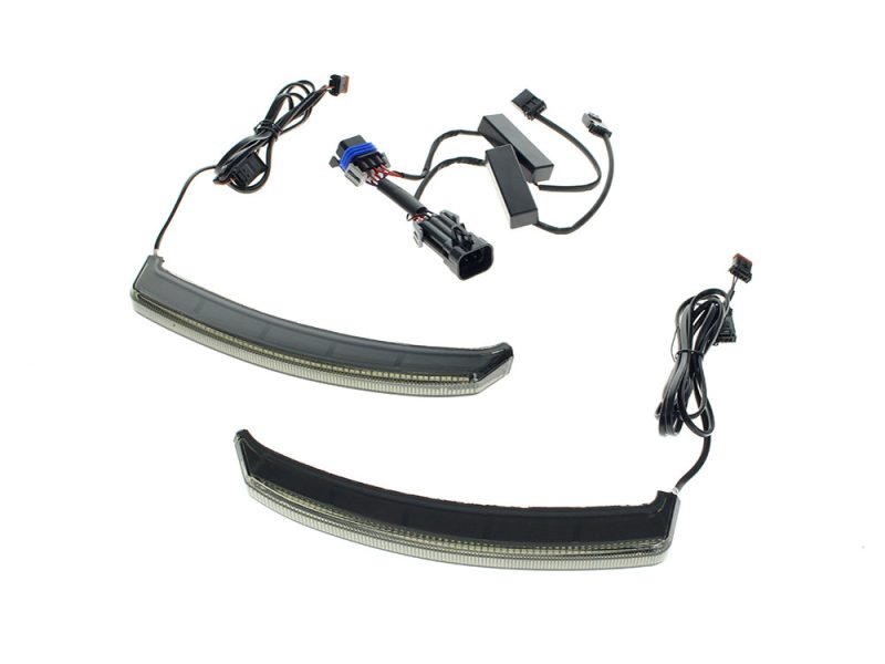 Bagz Saddlebag Lights. Red Run & Brake with Smoke Lens. Fits Indian 2019up with Hard Saddlebags LED motorcycle turn signal wiring harness for Revelry Motorcycles, essential accessories for custom bike lighting.