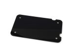 Black motorcycle sprocket cover plate for Revelry Motorcycles, durable and stylish accessory.
