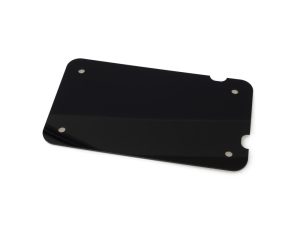 Black motorcycle sprocket cover plate for Revelry Motorcycles, durable and stylish accessory.