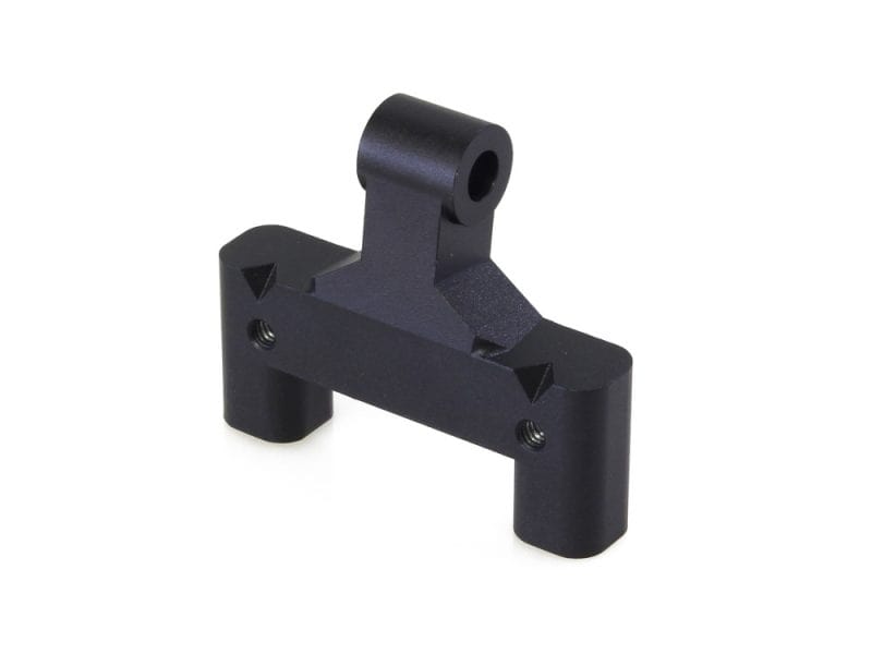 Black motorcycle part for Revelry Cycles bikes, durable metal construction, mounting component.