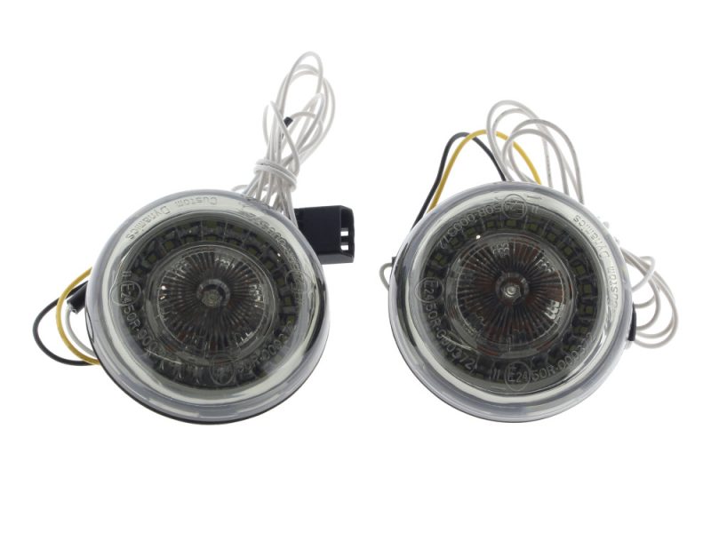 ProBeam LED Front Turn Signal Inserts. Amber Turn High-performance motorcycle turn signals with LED lights for Revelry Motorcycles.