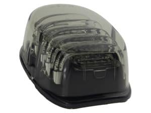 Reflective motorcycle turn signal lights on Revelry Motorcycles accessories.