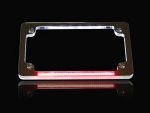 Sleek motorcycle LED license plate frame with integrated brake light for Revelry Motorcycles.