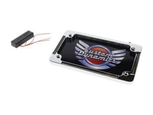 High-performance motorcycle electronic display with Custom Dynamics logo, designed for Revelry Motorcycles.