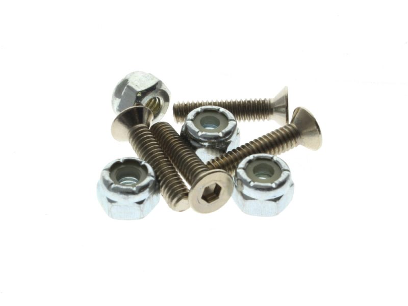 Metal bolts and nuts for motorcycle repair and maintenance, high-quality hardware for Revelry Motorcycles.
