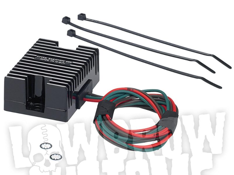 High-performance motorcycle voltage regulator rectifier with wiring kit.