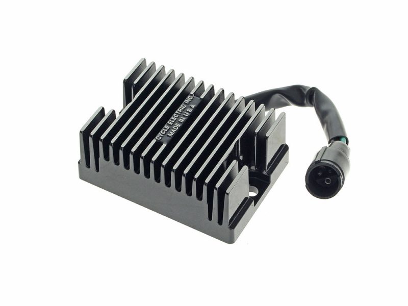 Regulator. Fits Sportster 1982-Early 1984 with 13amp Aluminium motorcycle voltage regulator with cooling fins and wiring harness.