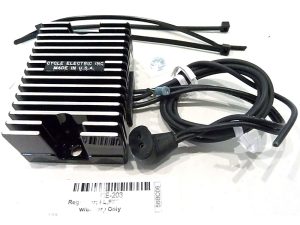 High-performance motorcycle voltage regulator with wiring for Revelry Motorcycles.