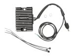Alternator regulator rectifier for motorcycle electrical system, black metal heatsink.