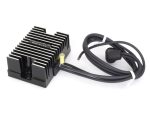 Metal motorcycle voltage regulator with cooling fins, ideal for Rebelry bikes.