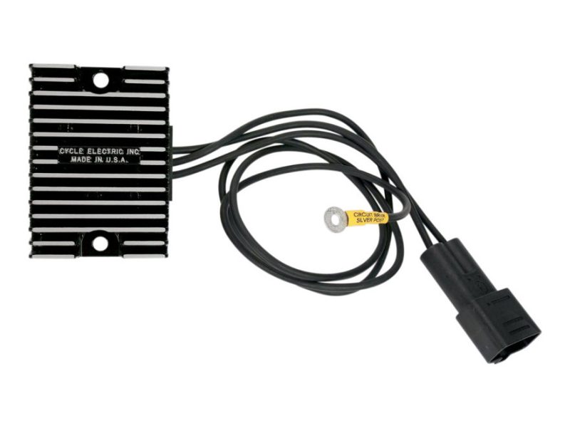 Regulator. Fits Softail 2000 Only. Black motorcycle regulator rectifier for Revelry Motorcycles electrical systems.