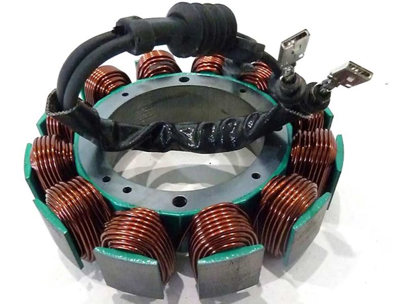 High-performance motorcycle stator with copper windings for Revelry Motorcycles, Australian bike enthusiasts.