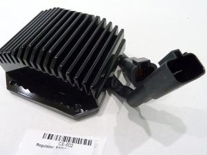 High-performance motorcycle regulator with cooling fins for Revelry Motorcycles.