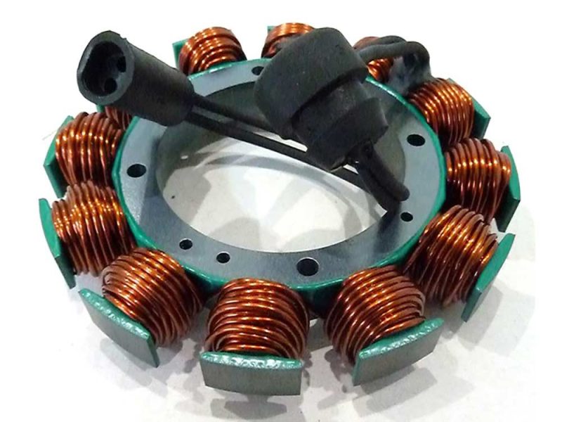 Stator. Fits Sportster 1984-1990. Aluminium stator coil assembly with copper windings for motorcycle electric motors.