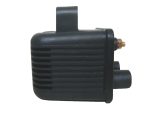 Compact black motorcycle regulator with cooling fins, ideal for motorcycle electrical systems.