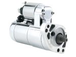 High-performance motorcycle starter motor for Revelry Cycles custom bikes.