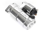Chrome motorcycle starter motor for Harley Davidson bikes.