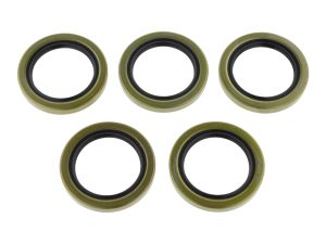 Sealed motorcycle wheel bearings in green rubber seals, ideal for vintage and custom bikes.