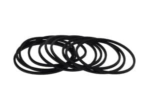 Sealed black rubber O-rings for motorcycle maintenance and repairs.