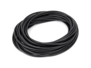 Black motorcycle cable, durable wiring for motorcycle accessories and repairs.