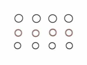 Small rubber O-rings for motorcycle maintenance and repair.