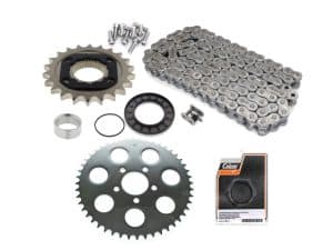 High-quality motorcycle sprocket and chain kit for bike maintenance and upgrades.