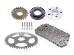 High-performance motorcycle chain and sprocket kit for Harley-Davidson bikes.