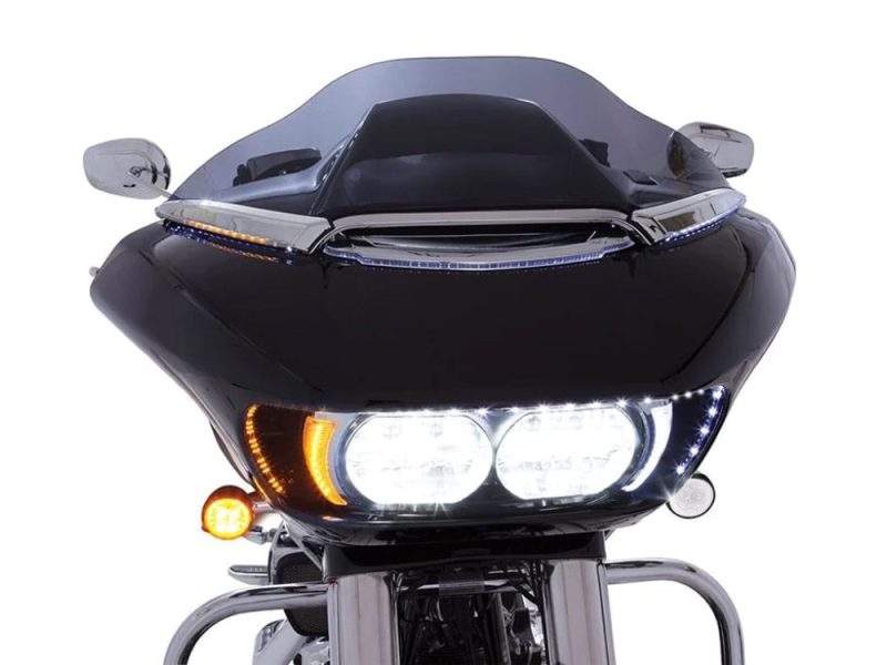 Black touring motorcycle with modern LED headlights and sleek design - Revelry Motorcycles.