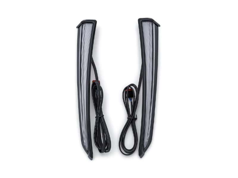 Fang Lower Fairing LED Lights - Black. Fits Touring 2014up with Lower Fairing LED motorcycle turn signals for Revelry Motorcycles - high visibility and durable design.