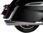 Sleek black motorcycle saddlebag and rear wheel close-up, featuring high-quality design and craftsmanship.
