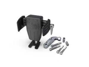 Secure motorcycle phone mount with adjustable arms for Revelry Motorcycles.