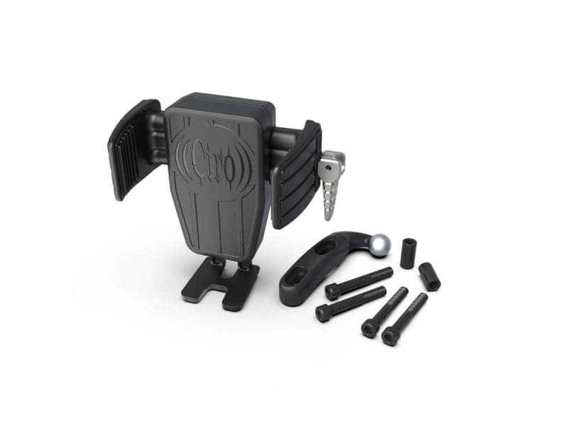 Universal motorcycle phone mount with adjustable clamp for bikes and motorcycles.
