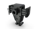 Compact motorcycle phone mount with adjustable grip for Revelry Motorcycles.