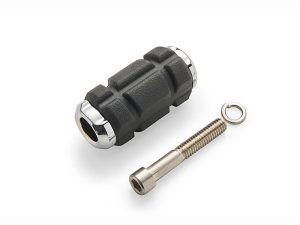 Heavy-duty motorcycle foot peg with mounting hardware for Revelry Motorcycles.