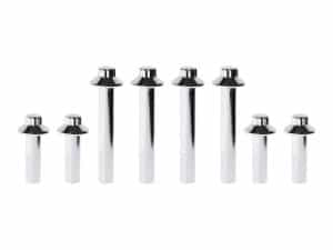 Chrome motorcycle wheel axle spacers for Revelry Motorcycles Australia.