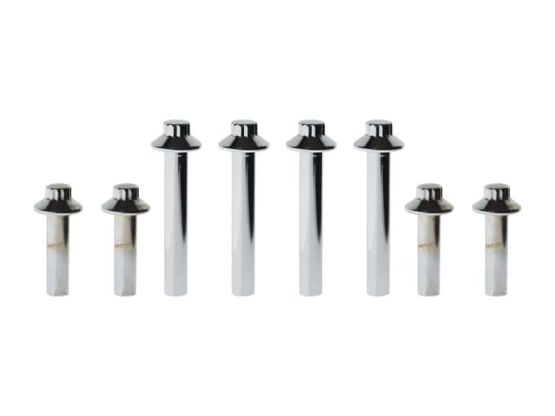 Head Bolts with Polished 12 Point - Chrome. Fits Big Twin 1992-2017 & Sportster 1993-2021. Chrome motorcycle bolt set for Revelry Motorcycles, durable silver fasteners, perfect for custom bike builds, high-quality hardware.