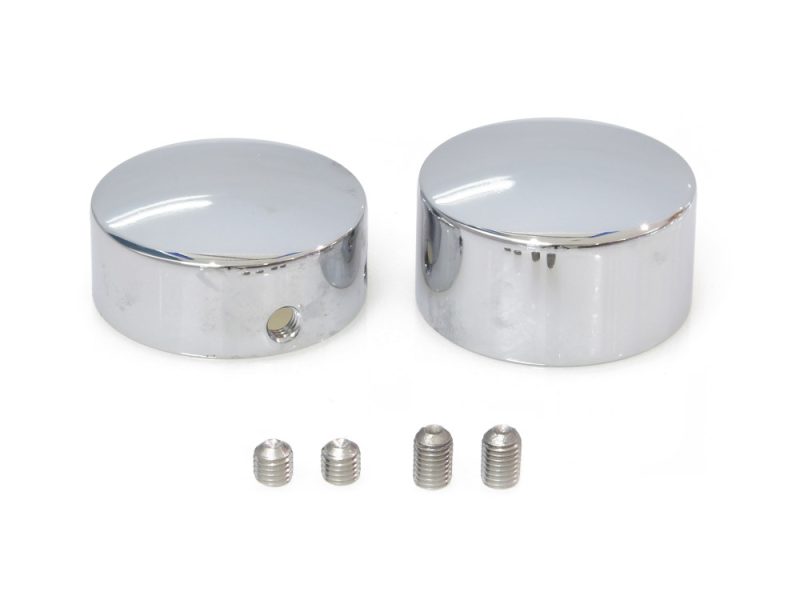 Chrome motorcycle handlebar end caps with screws, motorcycle accessories.