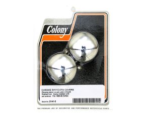 Chrome motorcycle mirror covers for vintage bike restoration, durable and stylish.