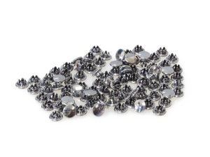Chrome motorcycle fasteners and rivets for Revelry Motorcycles.