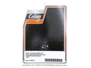Point cover screw kit for vintage motorcycle point covers, durable chrome finish.