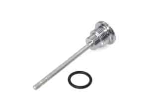 Lightweight motorcycle oil drain plug with O-ring for Revelry Motorcycles.