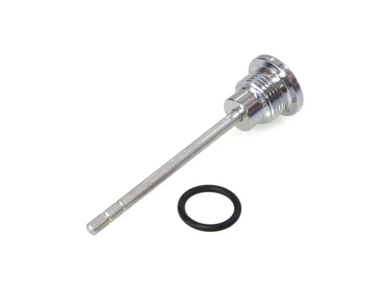 Lightweight motorcycle oil drain plug with O-ring for Revelry Motorcycles.