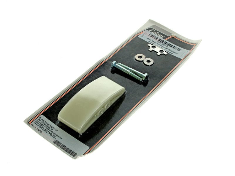 High-quality motorcycle chain tensioner pad and hardware from Revelry Motorcycles, Australia.