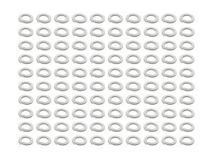 Small silver metal washers for motorcycle parts and accessories.