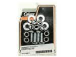 High-quality transmission mounting kit for motorcycles, chrome-finished fasteners and bolts.