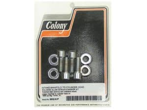 Polished Allen screw and washers kit for motorcycle intake manifold to cylinder head.